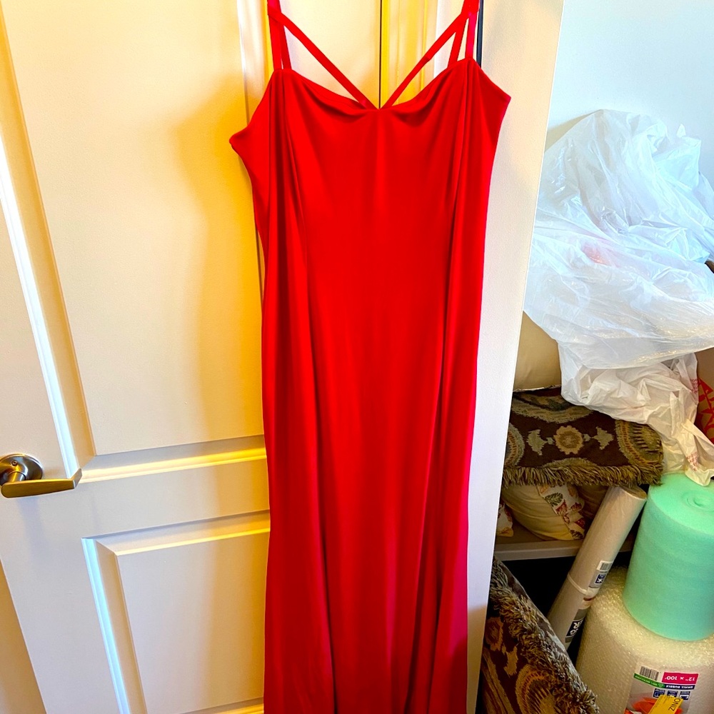 Red Floor Length Dress